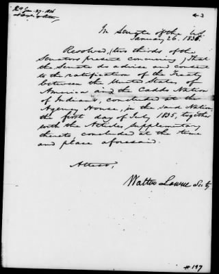 Thumbnail for July 1, 1835-Nov. 23, 1837 > 197 - Caddo at the Agency House in the Caddo Nation and State of Louisiana, and supplementary articles, July 1, 1835.