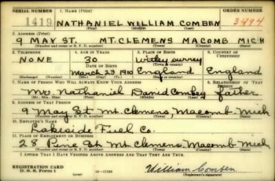 Thumbnail for Nathaniel William > Comben, Nathaniel William (1910)