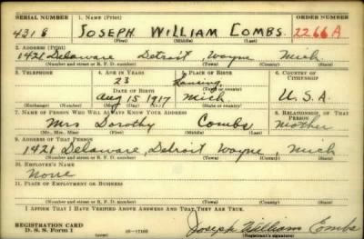 Thumbnail for Joseph William > Combs, Joseph William (1917)