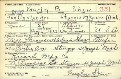 Thumbnail for Vaughn B > Shew, Vaughn B (1913)