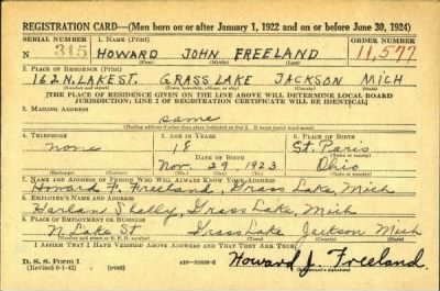 Howard John > Freeland, Howard John (1923)