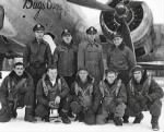 Thumbnail for 447 Chandler Crew in 1945 in front of 42-97836 'Bugs Bunny Jr.' Front L-R - Costas A. Ivos - Radio; Allan B. Swem - WG;  Robert M. Stephens - TT; Robert C. Reinartson; BT;  Rouse.  Back L to R - Henry D. Chandler P; Velmer M. Diefe .jpeg