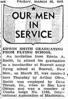 Thumbnail for Smith, Edwin A_San Luis Obispo Telegram Tribune_CA_Fri_26 March 1943_Pg 2.JPG