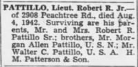 Thumbnail for Pattillo, Robert R_Atlanta Constitution_GA_Wed_05 Aug 1942_Pg 17.JPG