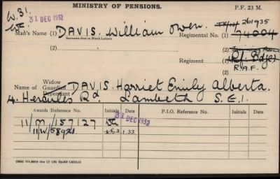 Thumbnail for 059/0250/DAV-DAV, Davis H-Davison F > Davis, William Owen (261935)