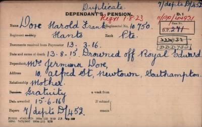 Thumbnail for 063/0272/DOR-DOU, Dorans C-Dougill W > Dore, Harold Frank (10750)