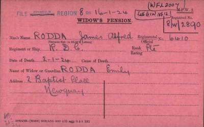 Thumbnail for 162/0796/ROG-RO, Rogers-Rogers PA > Rodda, James Alfred (6410)