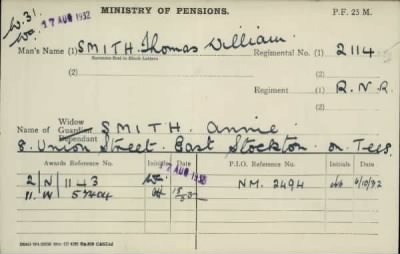 Thumbnail for 172/0865/SMI-SMI, Smith Thomas-Smith Walter > Smith, Thomas William (2114)