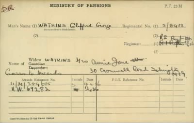 Thumbnail for 186/0976/WAT-WAT, Waterhouse A-Watkins CG > Watkins, Clifford George (3/8412)