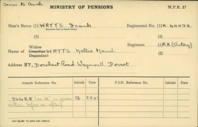 Thumbnail for 186/0981/WAT-WAX, Watts CA-Waxman M > Watts, Frank (K40032)