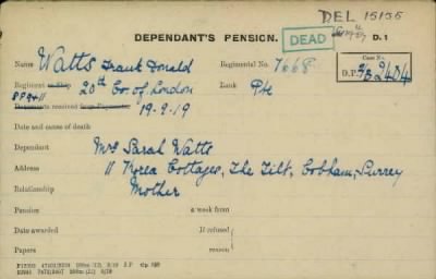 Thumbnail for 186/0981/WAT-WAX, Watts CA-Waxman M > Watts, Frank Donald (7668)