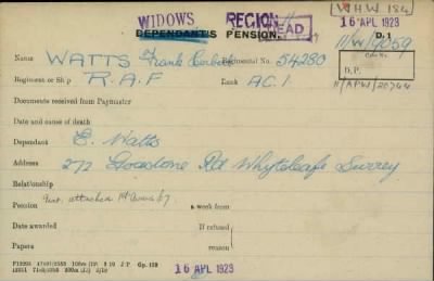 Thumbnail for 186/0981/WAT-WAX, Watts CA-Waxman M > Watts, Frank Norbert (54280)