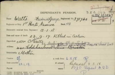 Thumbnail for 186/0981/WAT-WAX, Watts CA-Waxman M > Watts, Frederick George (271740)