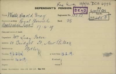 Thumbnail for 186/0981/WAT-WAX, Watts CA-Waxman M > Watts, Harold Percy (12212)