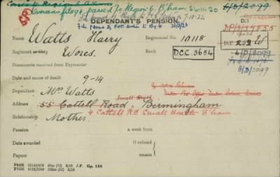 Thumbnail for 186/0981/WAT-WAX, Watts CA-Waxman M > Watts, Harry (10118)