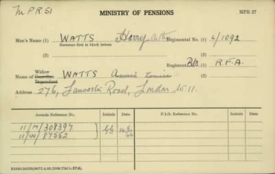 Thumbnail for 186/0981/WAT-WAX, Watts CA-Waxman M > Watts, Harry Arthur (L/1092)