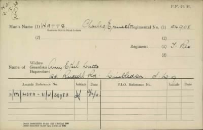 Thumbnail for 186/0981/WAT-WAX, Watts CA-Waxman M > Watts, Charles Ernest (24908)