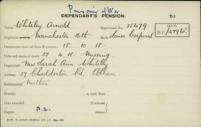 Thumbnail for 189/1000/WHI-WHI, Whitehouse J-Whiting D > Whiteley, Arnold (35479)