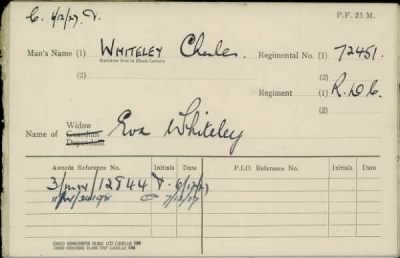 Thumbnail for 189/1000/WHI-WHI, Whitehouse J-Whiting D > Whiteley, Charles (72451)