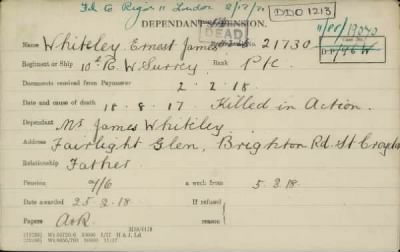 Thumbnail for 189/1000/WHI-WHI, Whitehouse J-Whiting D > Whiteley, Ernest James (21730)