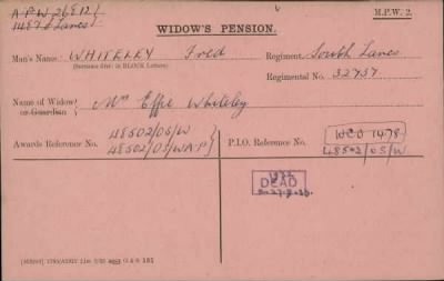 Thumbnail for 189/1000/WHI-WHI, Whitehouse J-Whiting D > Whiteley, Fred (32737)