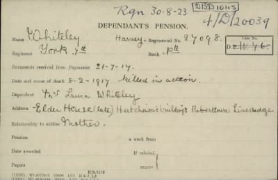 Thumbnail for 189/1000/WHI-WHI, Whitehouse J-Whiting D > Whiteley, Harvey (27098)