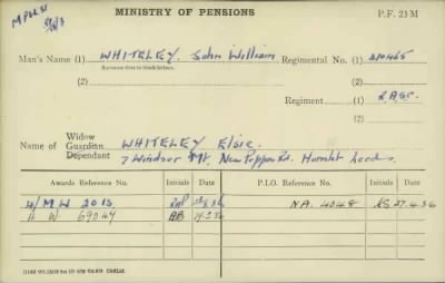 Thumbnail for 189/1000/WHI-WHI, Whitehouse J-Whiting D > Whiteley, John William (410465)