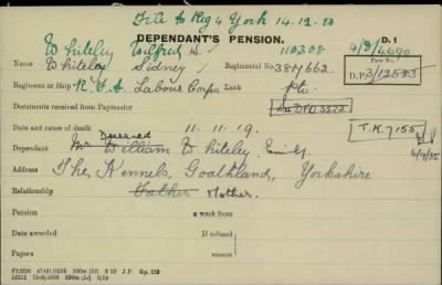 Thumbnail for 189/1000/WHI-WHI, Whitehouse J-Whiting D > Whiteley, Wilfred W (110308)