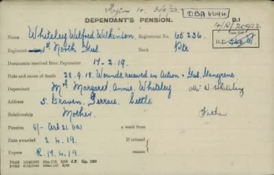 Thumbnail for 189/1000/WHI-WHI, Whitehouse J-Whiting D > Wilkinson Whiteley, Wilfred (65236)