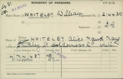 Thumbnail for 189/1000/WHI-WHI, Whitehouse J-Whiting D > Whiteley, William (214430)