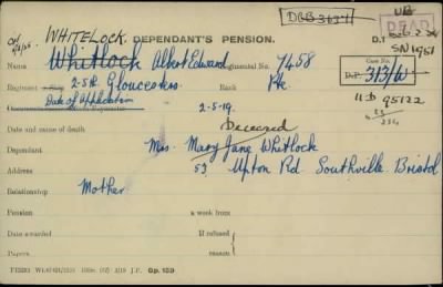 Thumbnail for 189/1000/WHI-WHI, Whitehouse J-Whiting D > Whitelock, Albert Edward (7458)