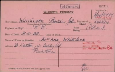 Thumbnail for 189/1000/WHI-WHI, Whitehouse J-Whiting D > Whitelock, Bertram John (546394)