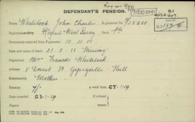 Thumbnail for 189/1000/WHI-WHI, Whitehouse J-Whiting D > Whitelock, John Charles (G/25681)