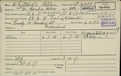 Thumbnail for 189/1000/WHI-WHI, Whitehouse J-Whiting D > Whiteside, Allan (S/14007)