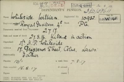 Thumbnail for 189/1000/WHI-WHI, Whitehouse J-Whiting D > Whiteside, William (10932)