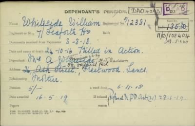 Thumbnail for 189/1000/WHI-WHI, Whitehouse J-Whiting D > Whiteside, William (S/12381)