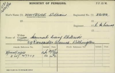 Thumbnail for 189/1000/WHI-WHI, Whitehouse J-Whiting D > Whiteside, William (22132)