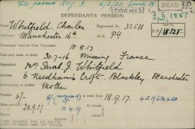 Thumbnail for 189/1000/WHI-WHI, Whitehouse J-Whiting D > Whitfield, Charles (32511)