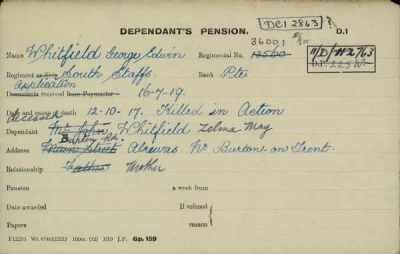 Thumbnail for 189/1000/WHI-WHI, Whitehouse J-Whiting D > Whitfield, George Edwin (36001)