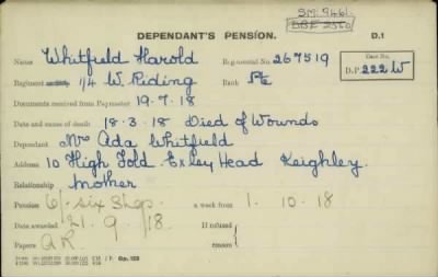 Thumbnail for 189/1000/WHI-WHI, Whitehouse J-Whiting D > Whitfield, Harold (267519)