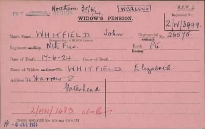 Thumbnail for 189/1000/WHI-WHI, Whitehouse J-Whiting D > Whitfield, John (26575)