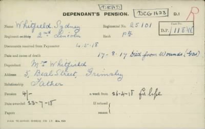 Thumbnail for 189/1000/WHI-WHI, Whitehouse J-Whiting D > Whitfield, Sydney (25101)