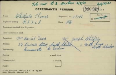 Thumbnail for 189/1000/WHI-WHI, Whitehouse J-Whiting D > Whitfield, Thomas (58103)