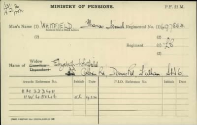 Thumbnail for 189/1000/WHI-WHI, Whitehouse J-Whiting D > Whitfield, Thomas Samuel (697853,)