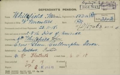 Thumbnail for 189/1000/WHI-WHI, Whitehouse J-Whiting D > Whitfield, William (5540)