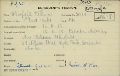 Thumbnail for 189/1000/WHI-WHI, Whitehouse J-Whiting D > Whitfield, William (30520)