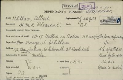 Thumbnail for 189/1000/WHI-WHI, Whitehouse J-Whiting D > Whitham, Albert (J 49933)