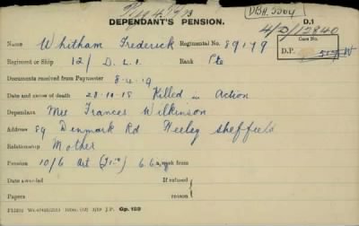 Thumbnail for 189/1000/WHI-WHI, Whitehouse J-Whiting D > Whitham, Frederick (89179)