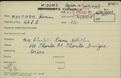 Thumbnail for 189/1000/WHI-WHI, Whitehouse J-Whiting D > Whitham, Herman (M2/193728)