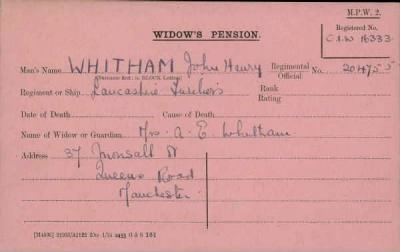 Thumbnail for 189/1000/WHI-WHI, Whitehouse J-Whiting D > Whitham, John Henry (204755)